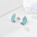 wholesale 925 Sterling Silver Green Opal Marquise Leaf Stud Earrings for Women - Nature Inspired -0-1