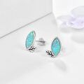 wholesale 925 Sterling Silver Green Opal Marquise Leaf Stud Earrings for Women - Nature Inspired -0-1