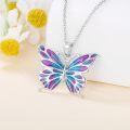 wholesale 925 Sterling Silver Purple & Blue Enamel Butterfly Pendant Necklace for Women-0-1