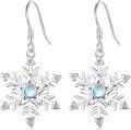 wholesale 925 Sterling Silver Metal Snowflake Christmas Dangle Earrings with Moonstone and Cubic Zirconia - Holiday  for Women-0-0