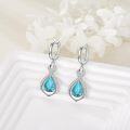 wholesale 925 Sterling Silver Infinity Turquoise Drop Dangle Hoop Earrings for Women Girls  4cm Length-0-2