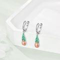 wholesale 925 Sterling Silver Green Leaf Pink Petal Drop Earring Set Floral s for Her-0-2