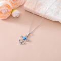 wholesale 925 Sterling Silver Celtic Cross with Blue Opal Heart and Anchor Design Pendant Necklace for Women - Nautical Ocean s-0-2