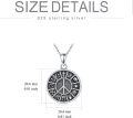 wholesale 925 Sterling Silver Round Pendant with Symbols and Peace Sign Charm Necklace for Women & Men-0-5