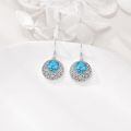 wholesale 925 Sterling Silver Bohemian Round Drop Earrings with Blue Turquoise Stone and Filigree Design-0-2