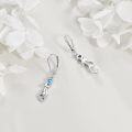 wholesale 925 Sterling Silver Blue Crystal Heart Mouse Drop Earrings-0-4
