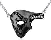 wholesale 925 Sterling Silver Phantom of the Opera Mask Pendant Necklace with Cubic Zirconia Stones for Women Gifts-Mask