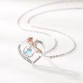 wholesale 925 Sterling Silver Rose and Star Moonstone Heart Pendant Necklace-0-1