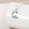 wholesale 925 Sterling Silver French Bulldog Moon Star Pendant Necklace for Girls-0-2