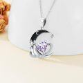 wholesale  Sterling Silver Birthstone Moon Star Heart Pendant Necklace -0-3