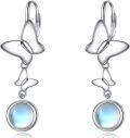 wholesale 925 Sterling Silver Butterfly Moonstone Drop Earrings  for Women-0-0