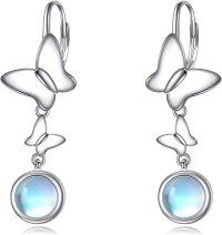 wholesale 925 Sterling Silver Butterfly Moonstone Drop Earrings  for Women-Butterfly III