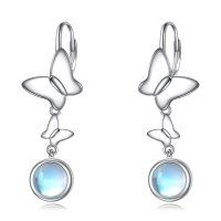 wholesale 925 Sterling Silver Butterfly Moonstone Drop Earrings  for Women-Butterfly III