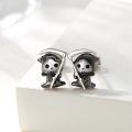 wholesale 925 Sterling Silver Grim Reaper Stud Earrings - Gothic Halloween Jewelry for Women & Men-0-1