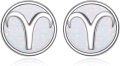 wholesale 925 Sterling Silver White Opal Aries Zodiac Sign Stud Earrings 6mm Diameter-0-0