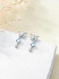 wholesale 925 Sterling Silver Butterfly Marquise Cz Opalite Drop Earrings White Gold Plated-0-3