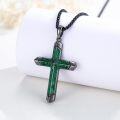 wholesale 925 Sterling Silver Malachite Cross Pendant Chain Mens Religious s-0-4