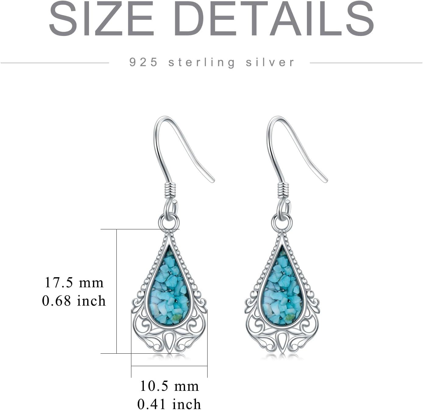 wholesale 925 Sterling Silver Teardrop Shape Turquoise & Malachite Inlay Drop Earrings-0-4