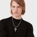 wholesale Sterling Silver Christian Cross Pendant with Figaro Chain Lord s Prayer Jewelry Gift-0-1