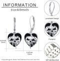 wholesale 925 Sterling Silver Heart-Shaped Black Enamel Skull Drop Earrings for Women - Gothic  Idea-0-3