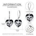 wholesale 925 Sterling Silver Heart-Shaped Black Enamel Skull Drop Earrings for Women - Gothic  Idea-0-3