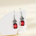 wholesale 925 Sterling Silver Red Garnet Drop Earrings With Filigree Design-0-2