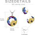 wholesale 925 Sterling Silver Rainbow Crystal Sunflower & Butterfly Pendant Necklace-0-2