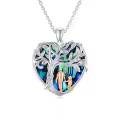 TOUPOP Sterling Silver Abalone Shell Father Heart Tree Of Life Necklace-0-0