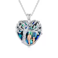TOUPOP Sterling Silver Abalone Shell Father Heart Tree Of Life Necklace-undefined