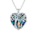TOUPOP Sterling Silver Abalone Shell Father Heart Tree Of Life Necklace-0-0