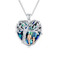 TOUPOP Sterling Silver Abalone Shell Father Heart Tree Of Life Necklace-undefined