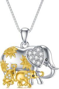 wholesale 925 Sterling Silver Elephant & Cub Pendant Necklaces - Mommy and Me Gifts for Women-Elephant-mom&2 child