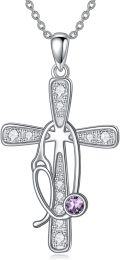 wholesale Birthstone Cross Stethoscope Necklace 925 Sterling Silver Nursing Necklace Pendant Nurse Jewelry Birthday Graduation Christmas Gifts For Women -0-0