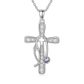 TOUPOP Sterling Silver Birthstone Cross Stethoscope Nursing Necklace Pendant-0-0