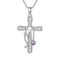TOUPOP Sterling Silver Birthstone Cross Stethoscope Nursing Necklace Pendant-0-0
