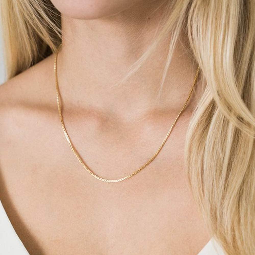 10K Gold Box Chain Necklace - 18 Length 3MM Width w/ Lobster Claw Clasp-0-3