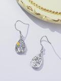 wholesale 925 Sterling Silver Sunflower Hedgehog Teardrop Dangle Earrings - Adorable Animal Jewelry for Women-0-2