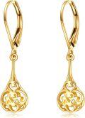 wholesale 14K Gold Celtic Teardrop Dangle Earrings with Leverbacks for Women - Birthday Gifts-0-0