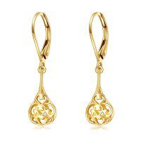 wholesale 14K Gold Celtic Teardrop Dangle Earrings with Leverbacks for Women - Birthday Gifts-Teardrop Heart Earrings