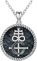 wholesale 925 Sterling Silver Leviathan Satan Cross Pendant Necklace for Men-0-0