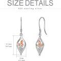 wholesale 925 Sterling Silver Floral Drop Earrings with Pink Roses and CZ Accents-0-3