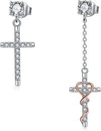wholesale 925 Sterling Silver Cross & Infinity Love Drop Dangle Stud Earrings for Women Girls Gift Set 3 Pairs Pack-Cross