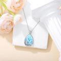 wholesale 925 Sterling Silver Teardrop Blue Larimar Ocean Wave Filigree Pendant Necklace-0-2