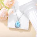 wholesale 925 Sterling Silver Larimar Teardrop Pendant Necklace With Ocean Wave Design-0-2