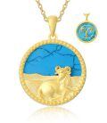 wholesale 925 Sterling Silver Virgo Zodiac Turquoise Pendant Necklace 18k Gold Plated-0-36