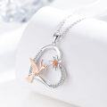 wholesale 925 Sterling Silver Hummingbird & Flower Pendant Necklaces for Women Girls -0-1
