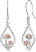 wholesale 925 Sterling Silver Teardrop Mushroom Dangle Earrings with Leverbacks-0-0