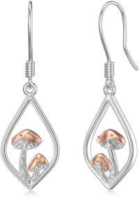 wholesale 925 Sterling Silver Teardrop Mushroom Dangle Earrings with Leverbacks-Mushroom