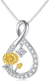 wholesale TOUPOP April Birth Flower Necklaces Birth Flower 925 Sterling Silver Dainty Floral Pendant Necklaces Infinity Birth Month Flower Jewelry For Women Her Birthday Anniversary -undefined