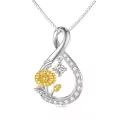 TOUPOP Sterling Silver Floral Pendant Birth Flower Necklace-0-0